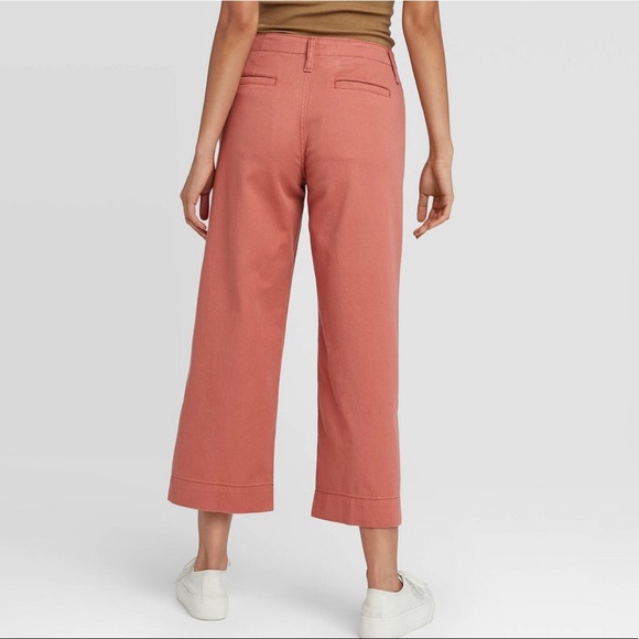NWT A New Day Coral High Rise Wide Leg Crop Pants - Picture 4 of 11